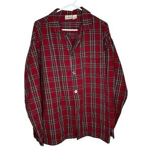 LL Bean Flannel Shirt Mens XL Red Green Plaid Button Up Pajama Top Cotton